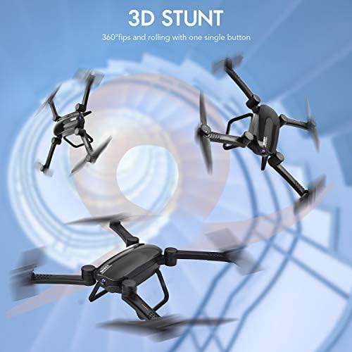 SIMREX X900 Drone Optical Flow Positioning RC Quadcopter with 1080P HD Camera, Altitude Hold Headless Mode, Foldable FPV Drones WiFi Live Video 3D Flips 6axis RTF Easy Fly Steady for Learning Matte Black