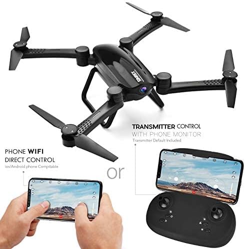 SIMREX X900 Drone Optical Flow Positioning RC Quadcopter with 1080P HD Camera, Altitude Hold Headless Mode, Foldable FPV Drones WiFi Live Video 3D Flips 6axis RTF Easy Fly Steady for Learning Matte Black