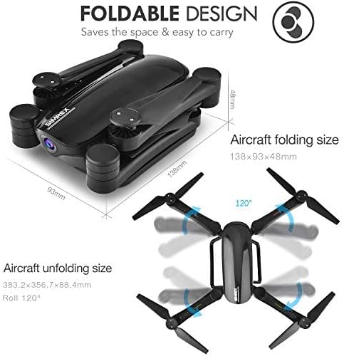 SIMREX X900 Drone Optical Flow Positioning RC Quadcopter with 1080P HD Camera, Altitude Hold Headless Mode, Foldable FPV Drones WiFi Live Video 3D Flips 6axis RTF Easy Fly Steady for Learning Matte Black