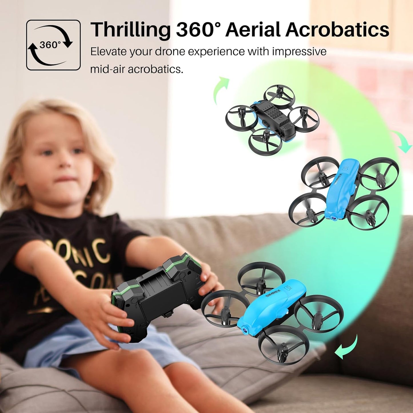 SIMREX X700 Drone with 720 HD Camera, WiFi FPV Live Video, 6-Axis RC Quadcopter, Altitude Hold & Headless Mode, Optical Flow Positioning, One Key Take Off/Land App Control with 360°Flip for Beginners