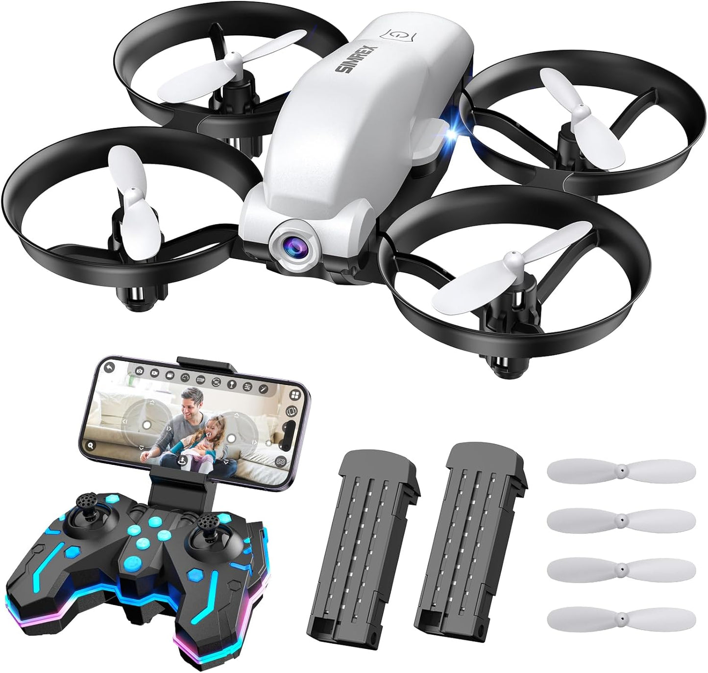 SIMREX X700 Drone with 720 HD Camera, WiFi FPV Live Video, 6-Axis RC Quadcopter, Altitude Hold & Headless Mode, Optical Flow Positioning, One Key Take Off/Land App Control with 360°Flip for Beginners