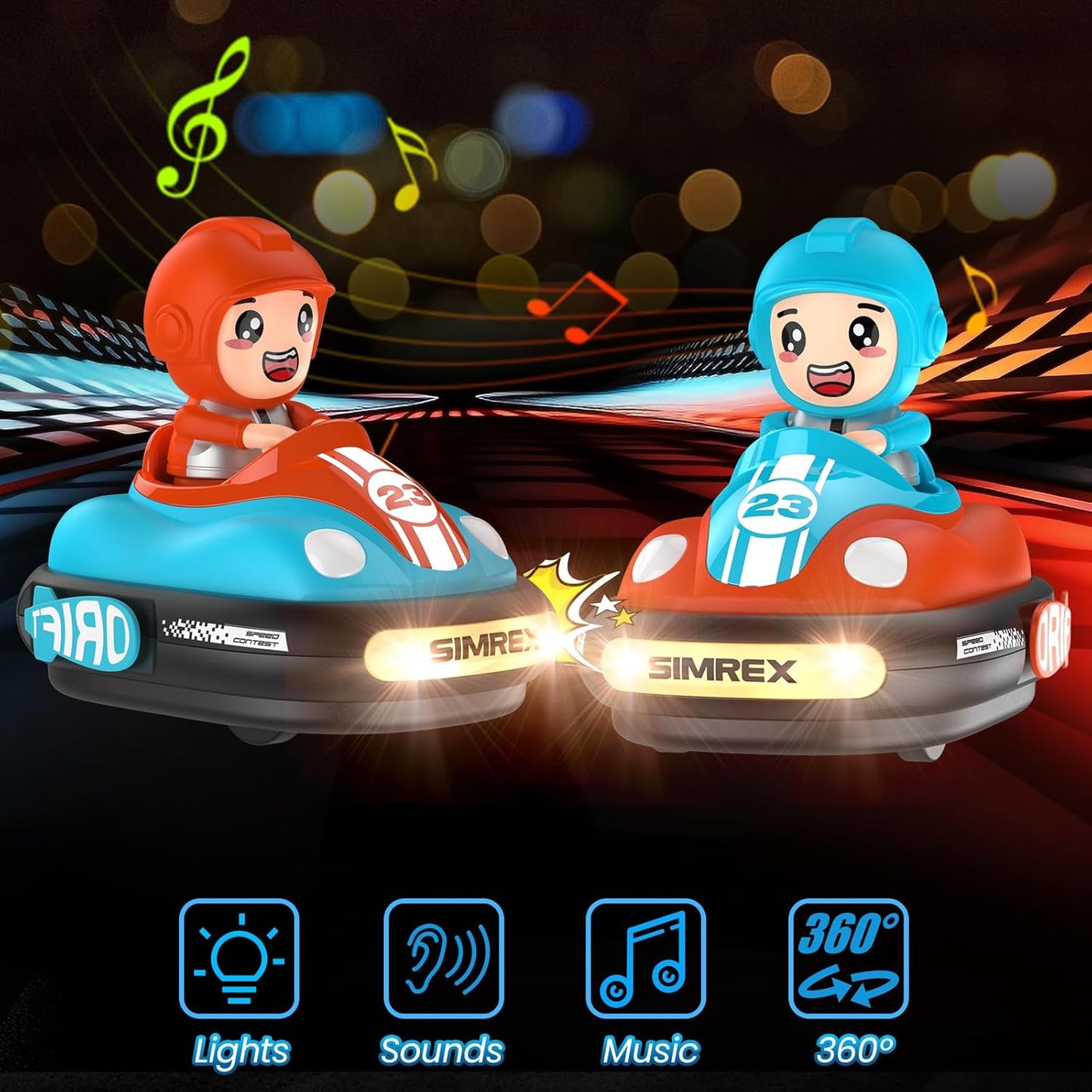 Remote Control Bumper Car for Kids,RC Bumper Toy Cars with Light Music Sound, RC Battle Race Car Set of 2 Players,Gift for Toddler Boys and Girls