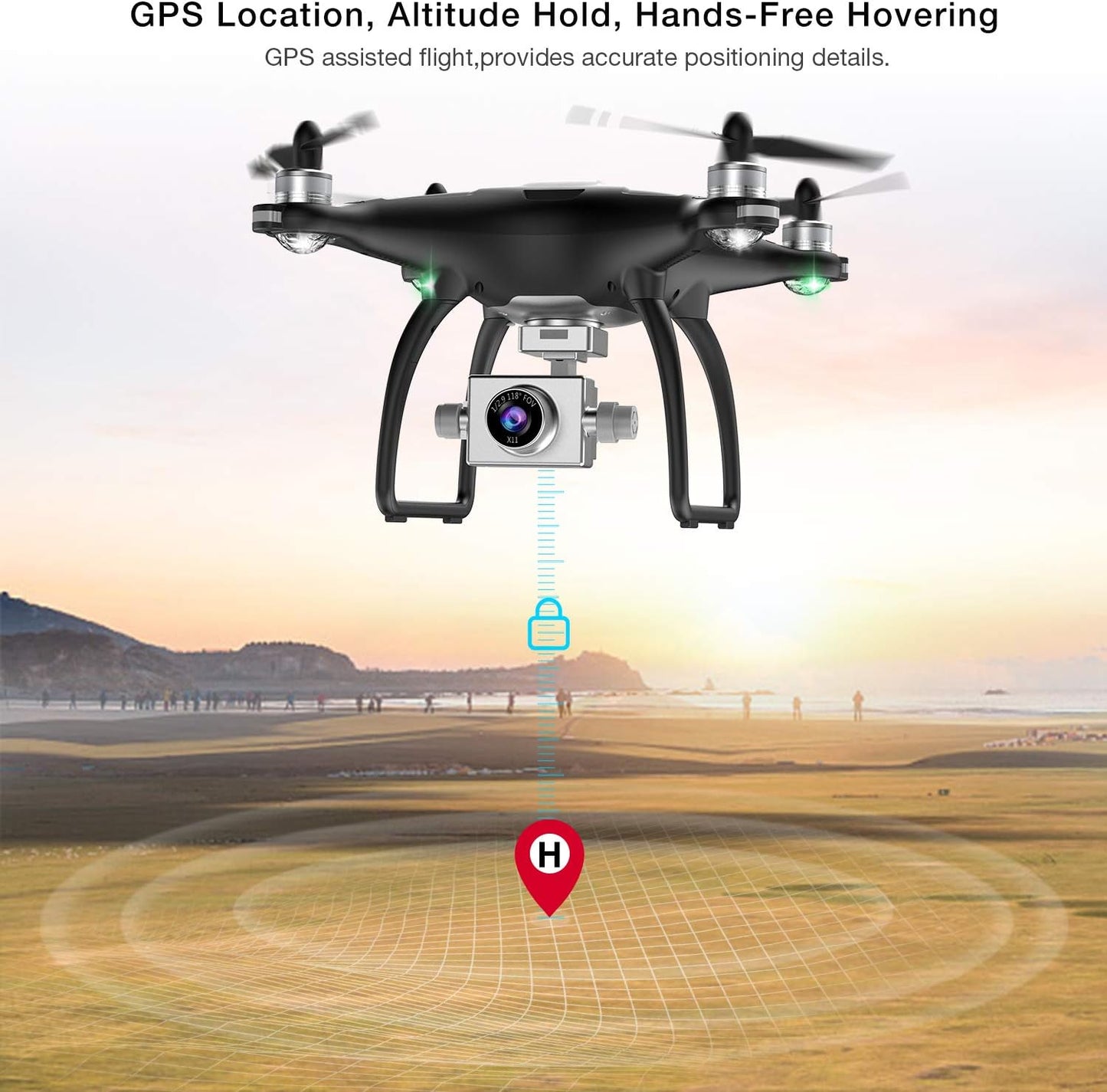 SIMREX X11 Upgraded GPS Drone 1080P HD Camera 2-Axis Self stabilizing Gimbal 5G WiFi FPV Video RC Quadcopter Auto Return with Follow Me Altitude Hold Headless Brushless Motor Remote Control