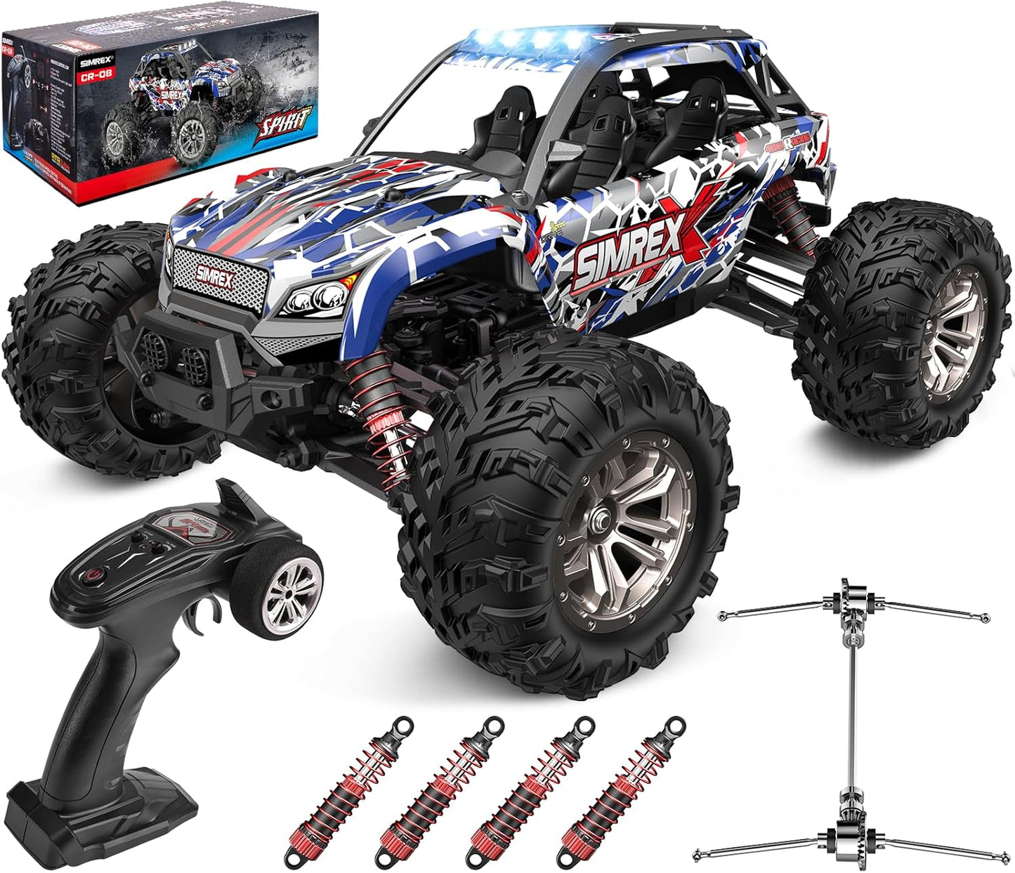1/16 Scale Hobby RC Car, 36 KPH High-Speed 4WD RC Truck, 2.4 GHz Remote Control Car, All-Terrain Electric Vehicle, 4X4 Remote Contral Moster Truck for Kids and Adults
