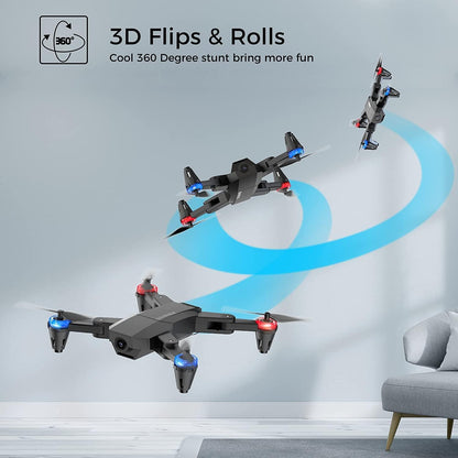 SIMREX X500 mini Drone Optical Flow Positioning RC Quadcopter with 720P HD Camera, Altitude Hold Headless Mode, Foldable FPV Drones WiFi Live Video 3D Flips Easy Fly Steady for Learning