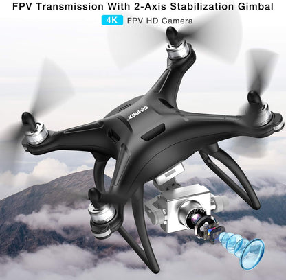 SIMREX X11 Upgraded GPS Drone 1080P HD Camera 2-Axis Self stabilizing Gimbal 5G WiFi FPV Video RC Quadcopter Auto Return with Follow Me Altitude Hold Headless Brushless Motor Remote Control