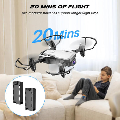 SIMREX X300C 8816 Mini Drone with Camera WiFi HD FPV Foldable RC Quadcopter Rtf 4CH 2.4Ghz Remote Control Headless [Altitude Hold] Super Easy Fly for Training White