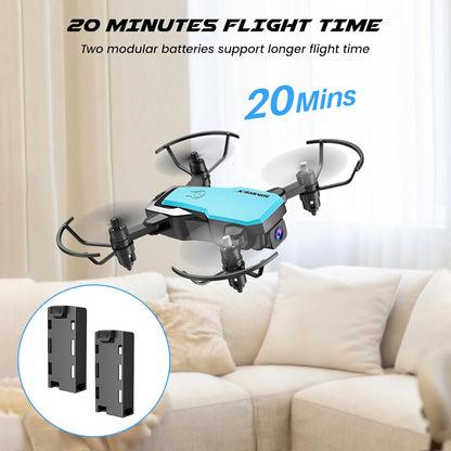 SIMREX X300C 8816 Mini Drone with Camera WiFi HD FPV Foldable RC Quadcopter Rtf 4CH 2.4Ghz Remote Control Headless [Altitude Hold] Super Easy Fly for Training White