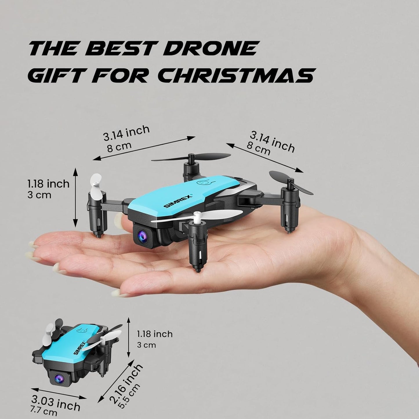 SIMREX X300C 8816 Mini Drone with Camera WiFi HD FPV Foldable RC Quadcopter Rtf 4CH 2.4Ghz Remote Control Headless [Altitude Hold] Super Easy Fly for Training White