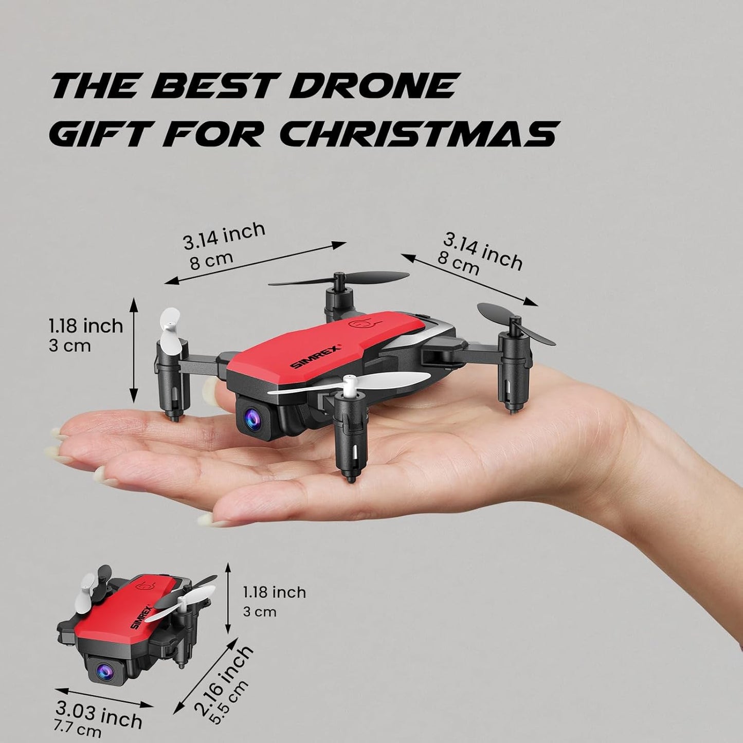 SIMREX X300C 8816 Mini Drone with Camera WiFi HD FPV Foldable RC Quadcopter Rtf 4CH 2.4Ghz Remote Control Headless [Altitude Hold] Super Easy Fly for Training White